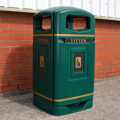 Glasdon Jubilee litter bin in Deep Green