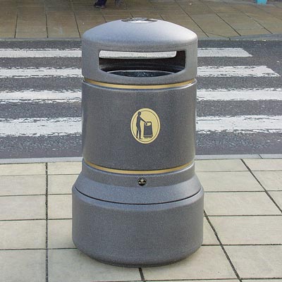 Neopolitan Litter Bin in Millstone with Banding