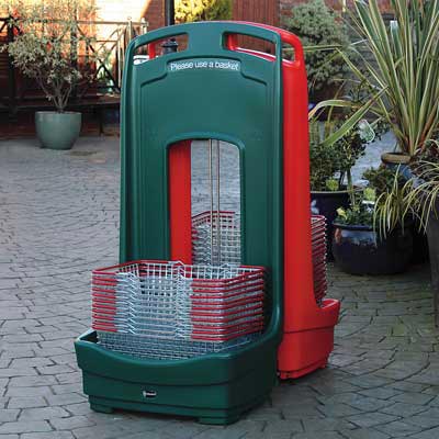 Mobile Basket Buddy - storage unit for baskets in Deep Green & Red