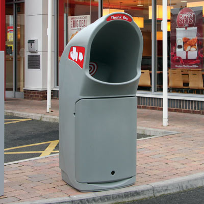 Combo Delta large aperture litter bin in Cool Light Grey